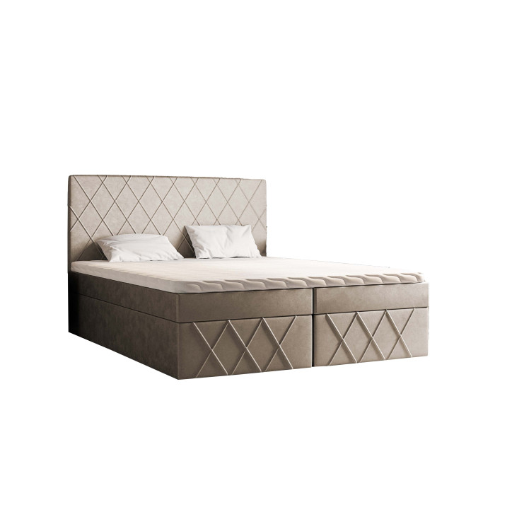 Boxspringbett MOLLY – Modernes Doppelbett mit Bettkasten, Bonellfederkernmatratze und Topper Boxspringbett MOLLY – Modernes Doppelbett mit Bettkasten, Bonellfederkernmatratze und Topper