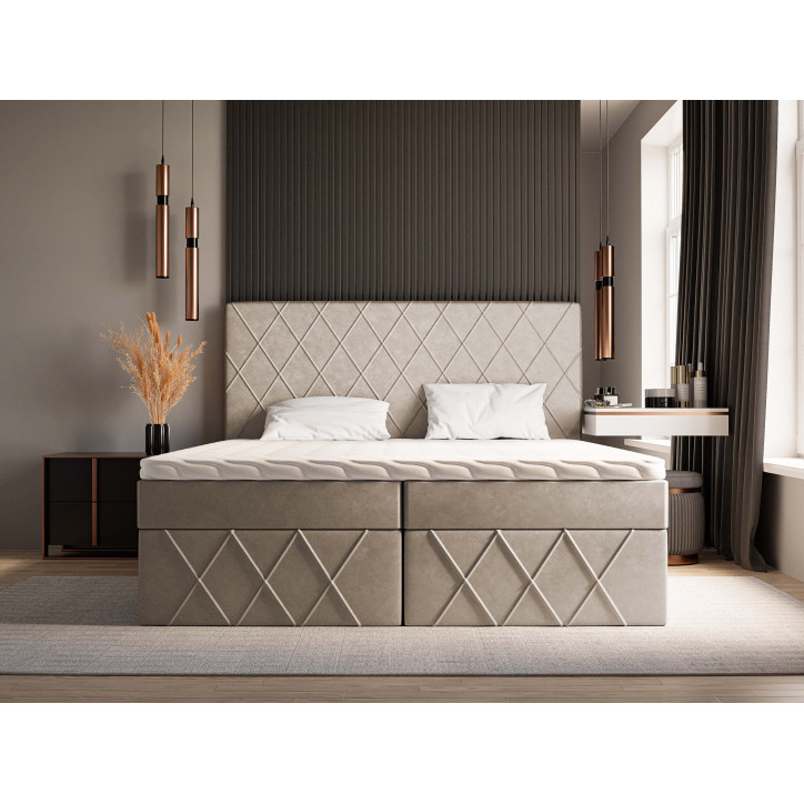 Boxspringbett MOLLY – Modernes Doppelbett mit Bettkasten, Bonellfederkernmatratze und Topper Boxspringbett MOLLY – Modernes Doppelbett mit Bettkasten, Bonellfederkernmatratze und Topper