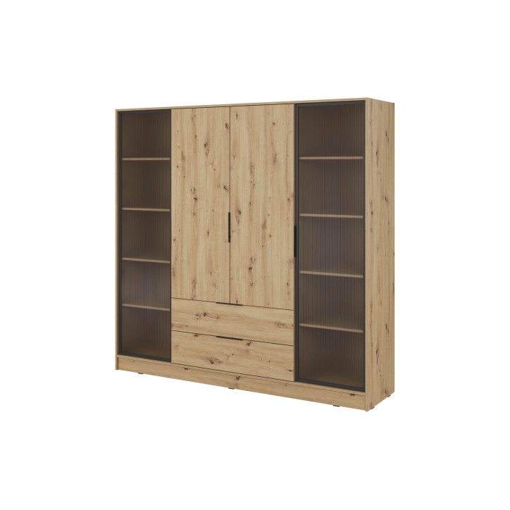 Kleiderschrank NADI – Moderner Schrank mit Glastüren, Regalen und Schubladen Kleiderschrank NADI – Moderner Schrank mit Glastüren, Regalen und Schubladen