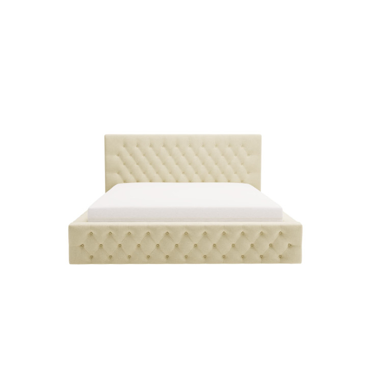 Chester Polsterbett – Luxuriöses Chesterfield-Doppelbett mit Bettkasten und Samtbezug Chester Polsterbett – Luxuriöses Chesterfield-Doppelbett mit Bettkasten und Samtbezug