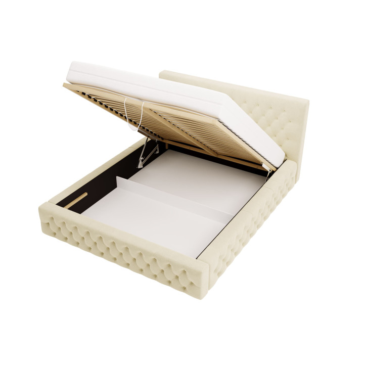 Chester Polsterbett – Luxuriöses Chesterfield-Doppelbett mit Bettkasten und Samtbezug Chester Polsterbett – Luxuriöses Chesterfield-Doppelbett mit Bettkasten und Samtbezug