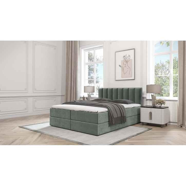 Boxspringbett Grande – Luxuriöses Doppelbett mit Bettkasten, Topper und Samtbezug Boxspringbett Grande – Luxuriöses Doppelbett mit Bettkasten, Topper und Samtbezug