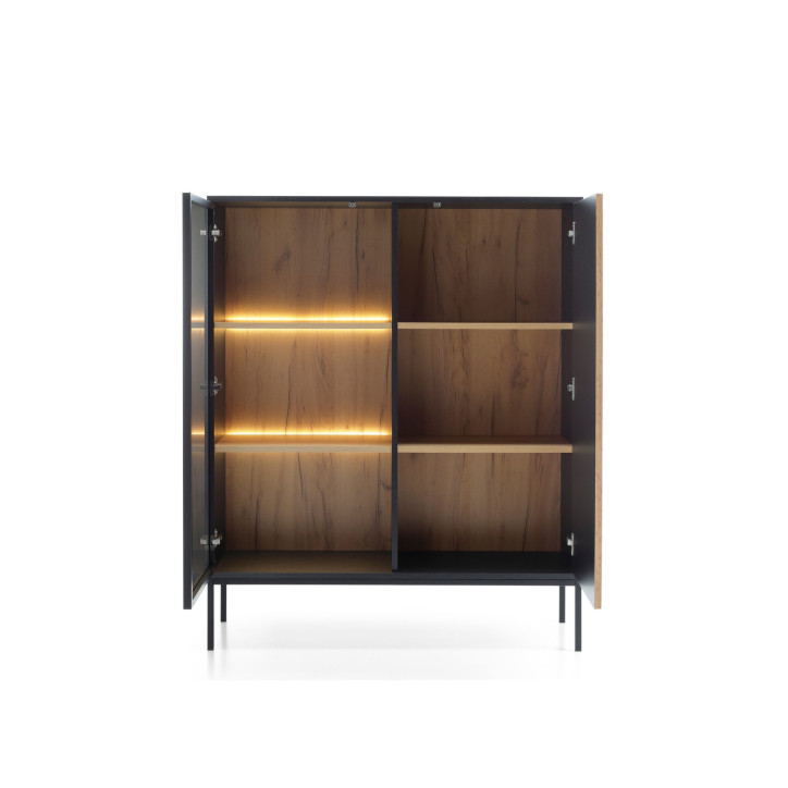 Callagher Highboard ST104 – Modernes Highboard mit LED-Beleuchtung in Schwarz&Wotan Eiche Callagher Highboard ST104 – Modernes Highboard mit LED-Beleuchtung in Schwarz&Wotan Eiche