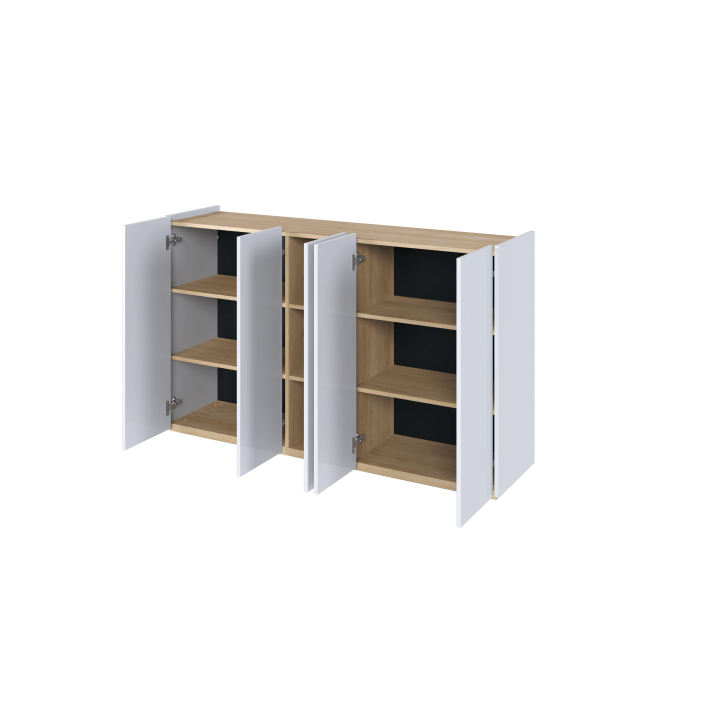 EASY EA-01 - Kommode 5D mit Beleuchtung - Weiß Hochglanz/Eiche Scandi EASY EA-01 - Kommode 5D mit Beleuchtung - Weiß Hochglanz/Eiche Scandi