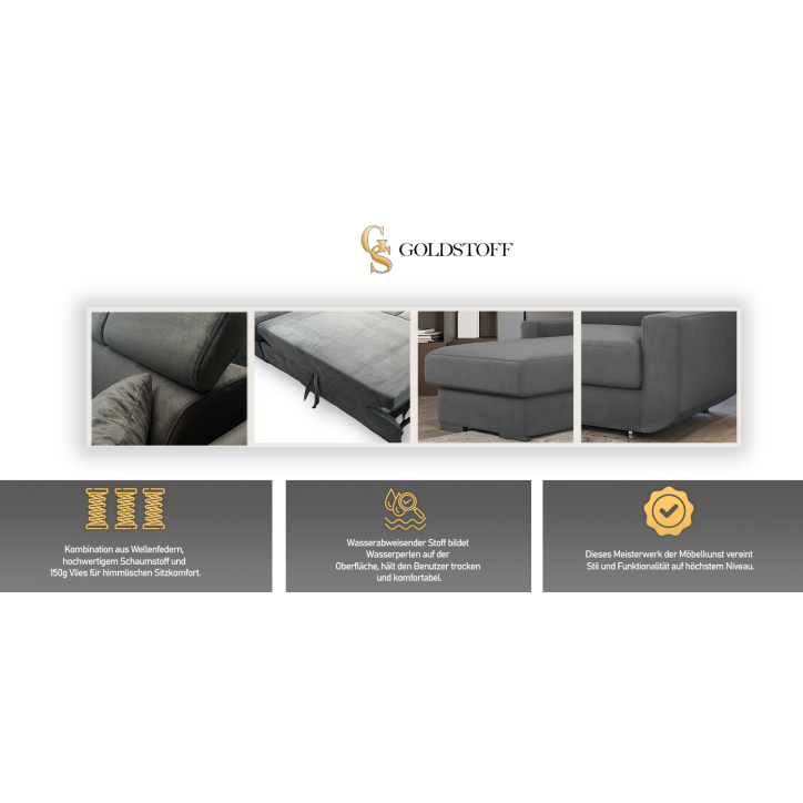 Ecksofa HUGO mit Schlaffunktion - eckcouch klein Ecksofa HUGO mit Schlaffunktion - eckcouch klein