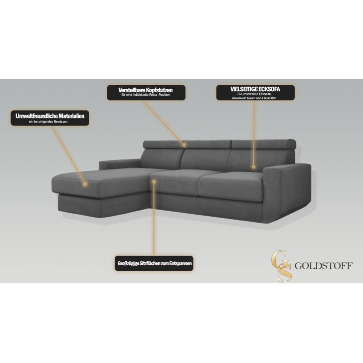 Ecksofa HUGO mit Schlaffunktion - eckcouch klein Ecksofa HUGO mit Schlaffunktion - eckcouch klein