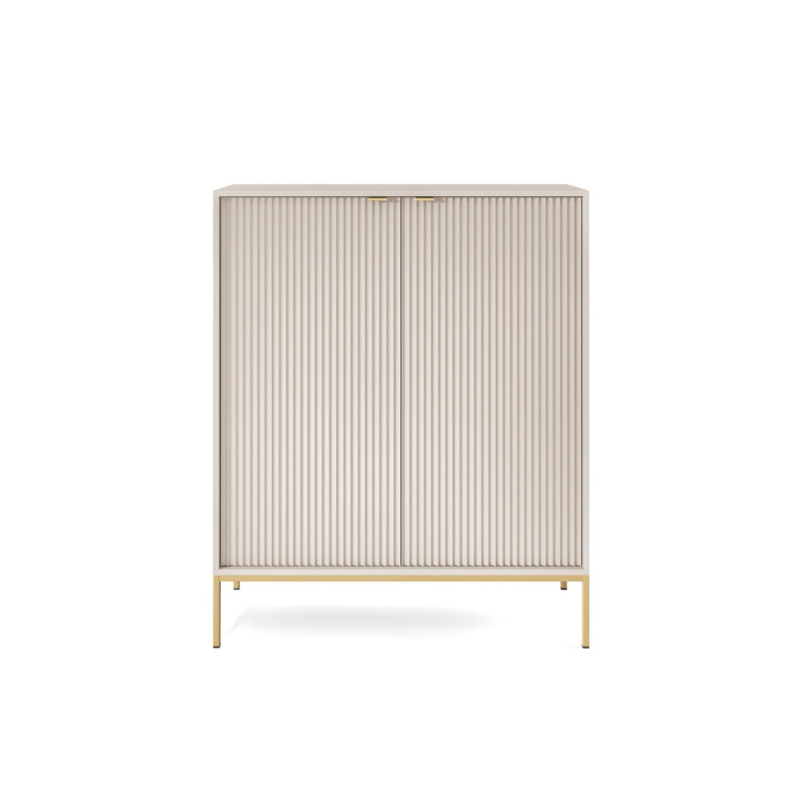 Sideboard 100 cm Visanna – Zweitürige Kommode mit Beinen & geriffelten Fronten Sideboard 100 cm Visanna – Zweitürige Kommode mit Beinen & geriffelten Fronten