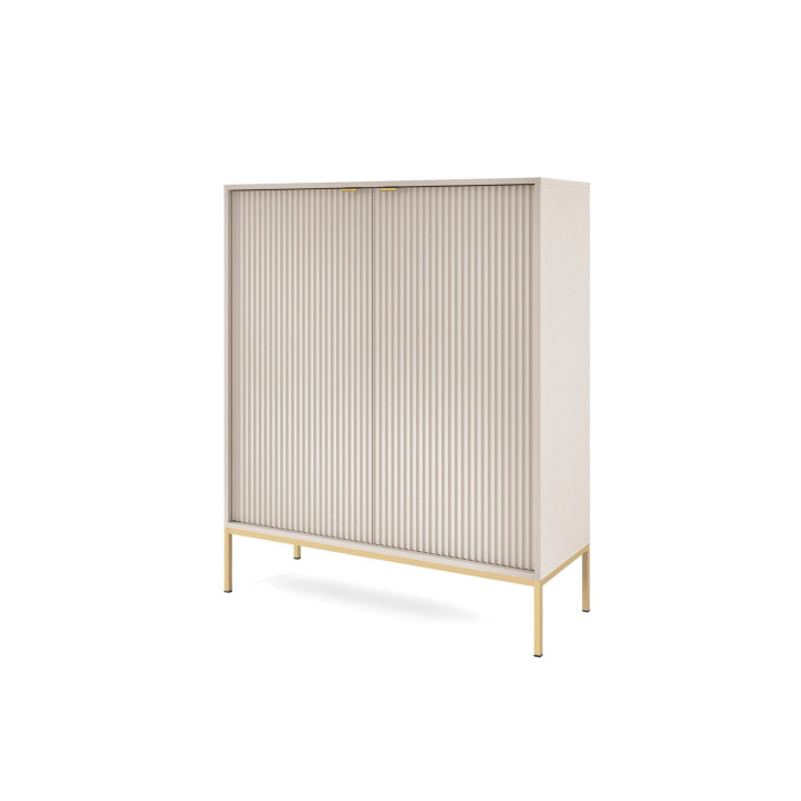 Sideboard 100 cm Visanna – Zweitürige Kommode mit Beinen & geriffelten Fronten Sideboard 100 cm Visanna – Zweitürige Kommode mit Beinen & geriffelten Fronten